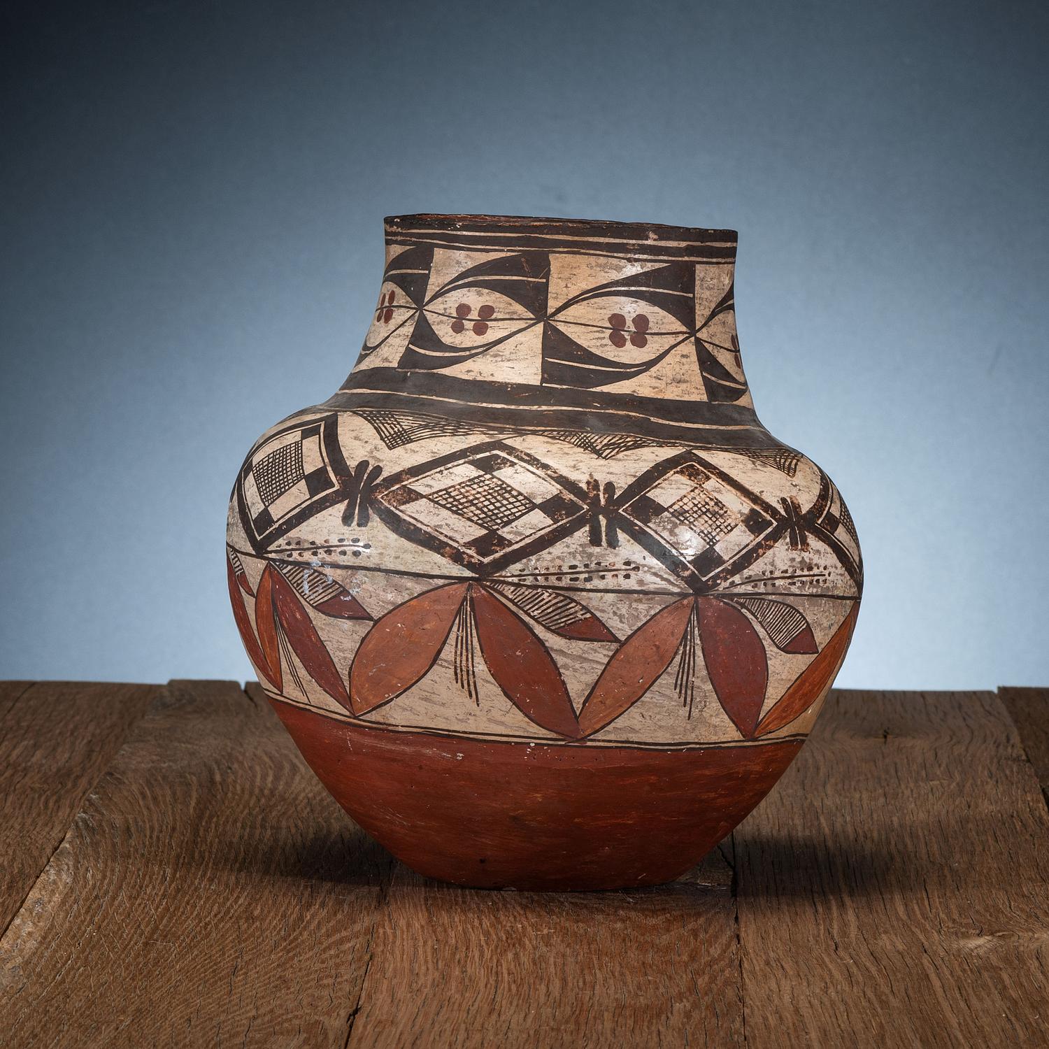 Acoma Four-Color Polychrome Pottery Jar
