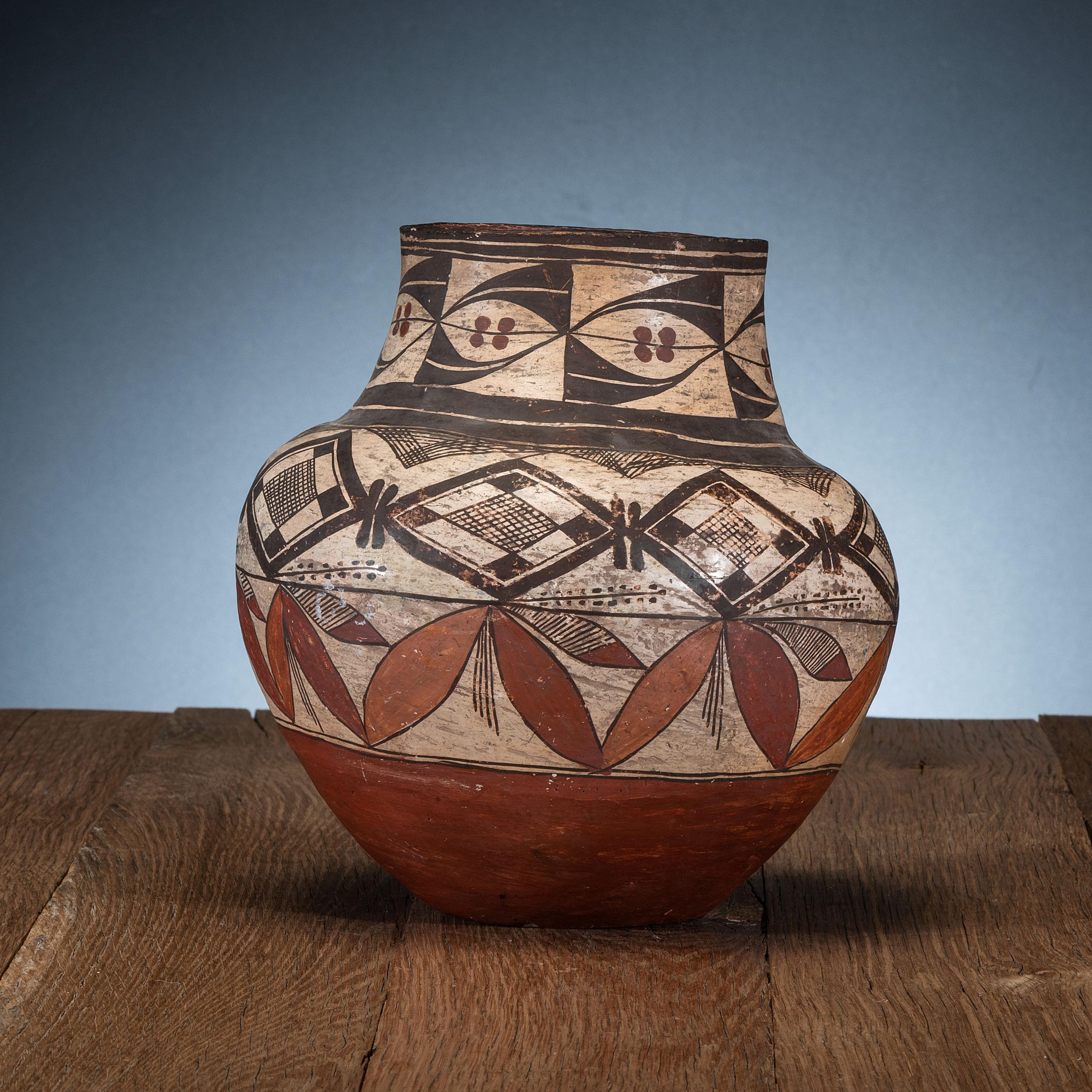 Acoma Four-Color Polychrome Pottery Jar