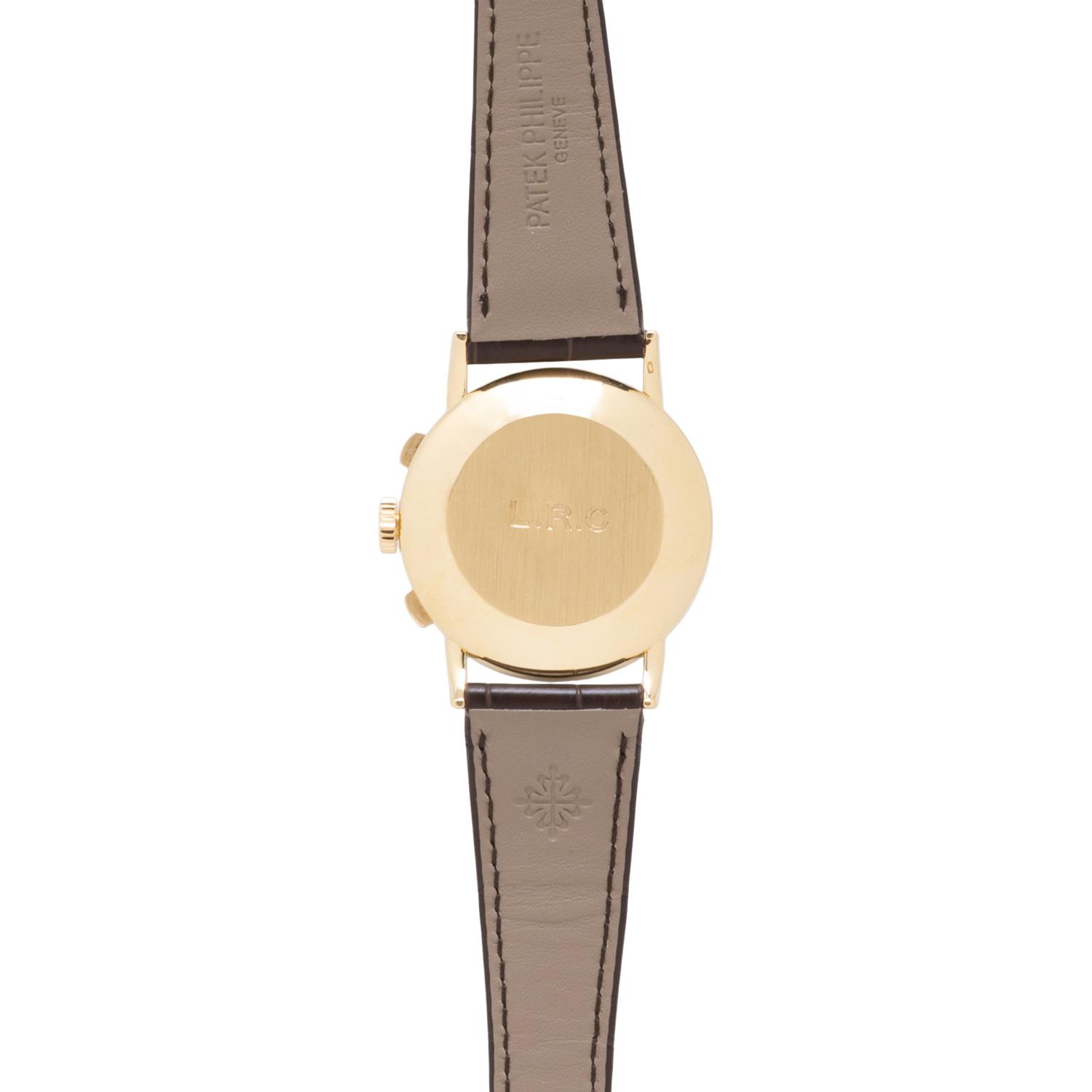 PATEK PHILIPPE, AN 18K YELLOW GOLD CHRONOGRAPH WATCH, EXTRACT FROM THE ARCHIVES & PATEK SERVICE PAPERWORK