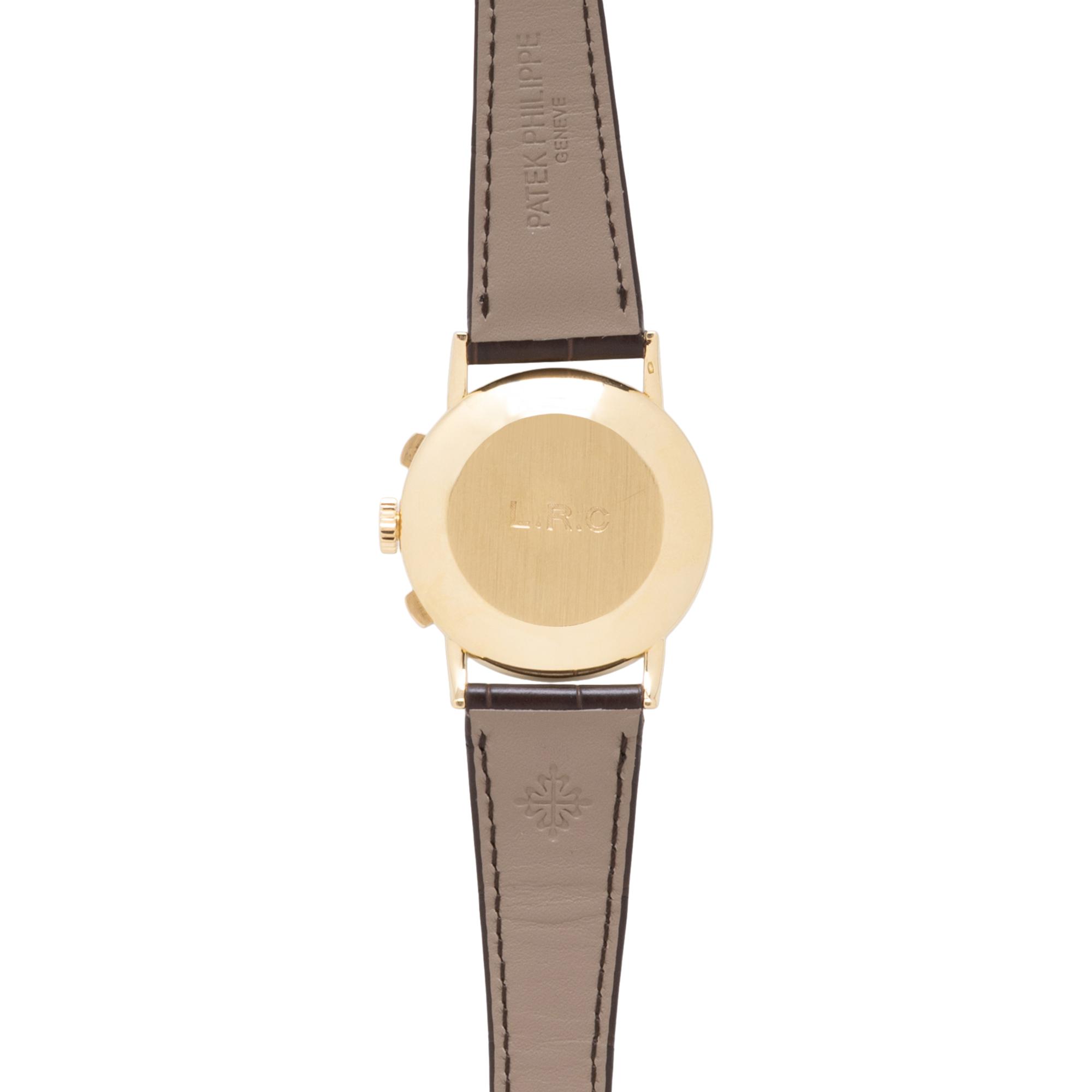 PATEK PHILIPPE, AN 18K YELLOW GOLD CHRONOGRAPH WATCH, EXTRACT FROM THE ARCHIVES & PATEK SERVICE PAPERWORK