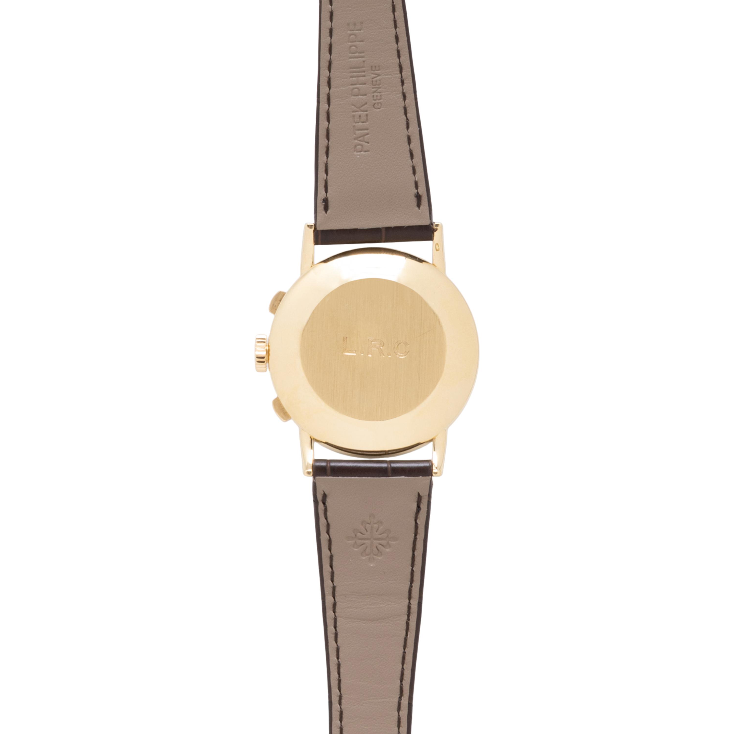 PATEK PHILIPPE, AN 18K YELLOW GOLD CHRONOGRAPH WATCH, EXTRACT FROM THE ARCHIVES & PATEK SERVICE PAPERWORK