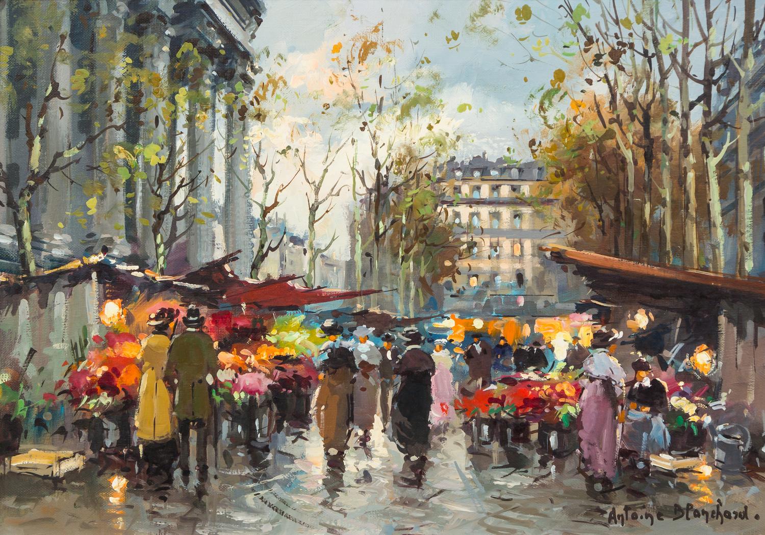 Antoine Blanchard, (French, 1910-1988), Flower Market, Madeleine