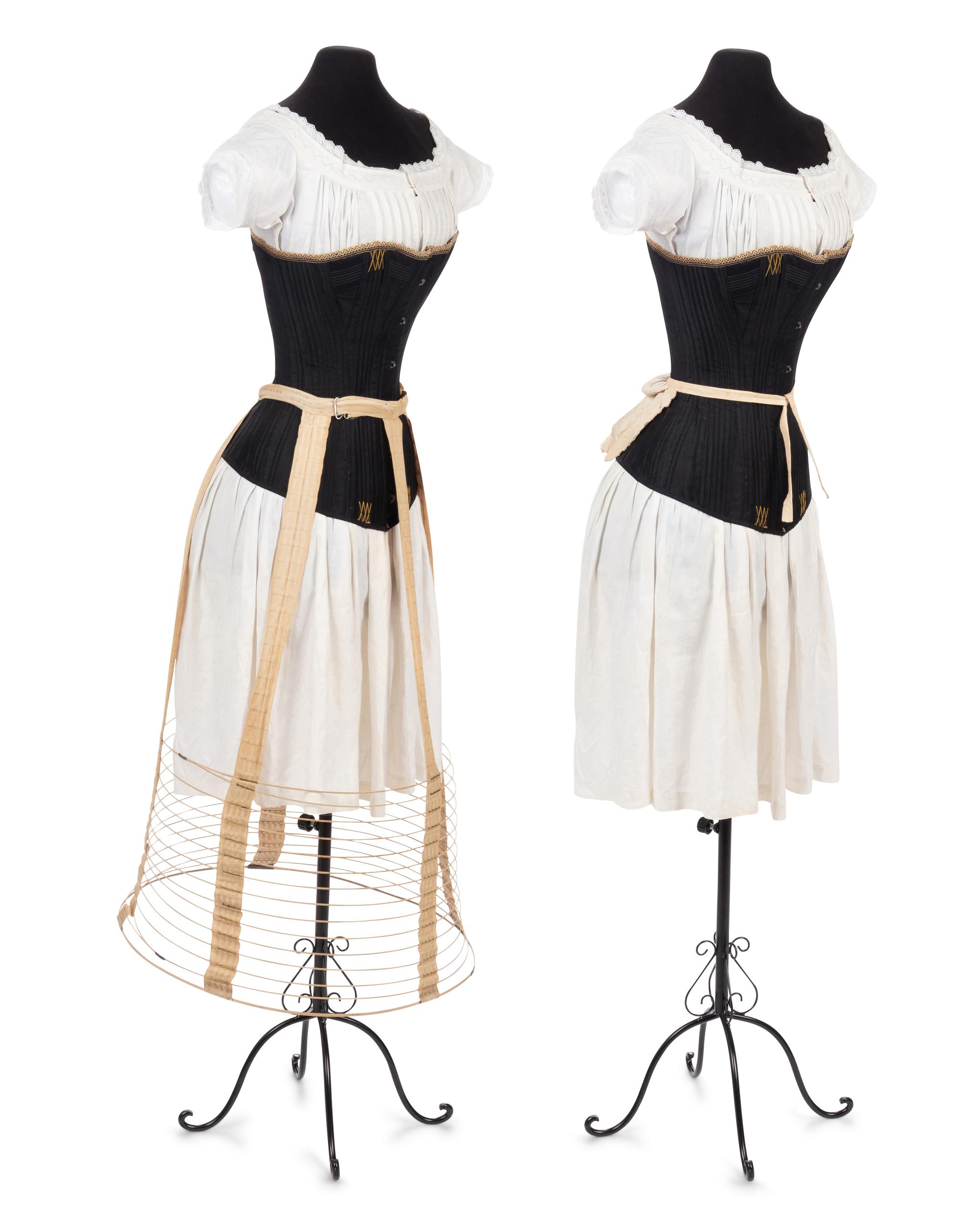 Collection of Seven Bustles and One Skirt Supporter, 1870-80s