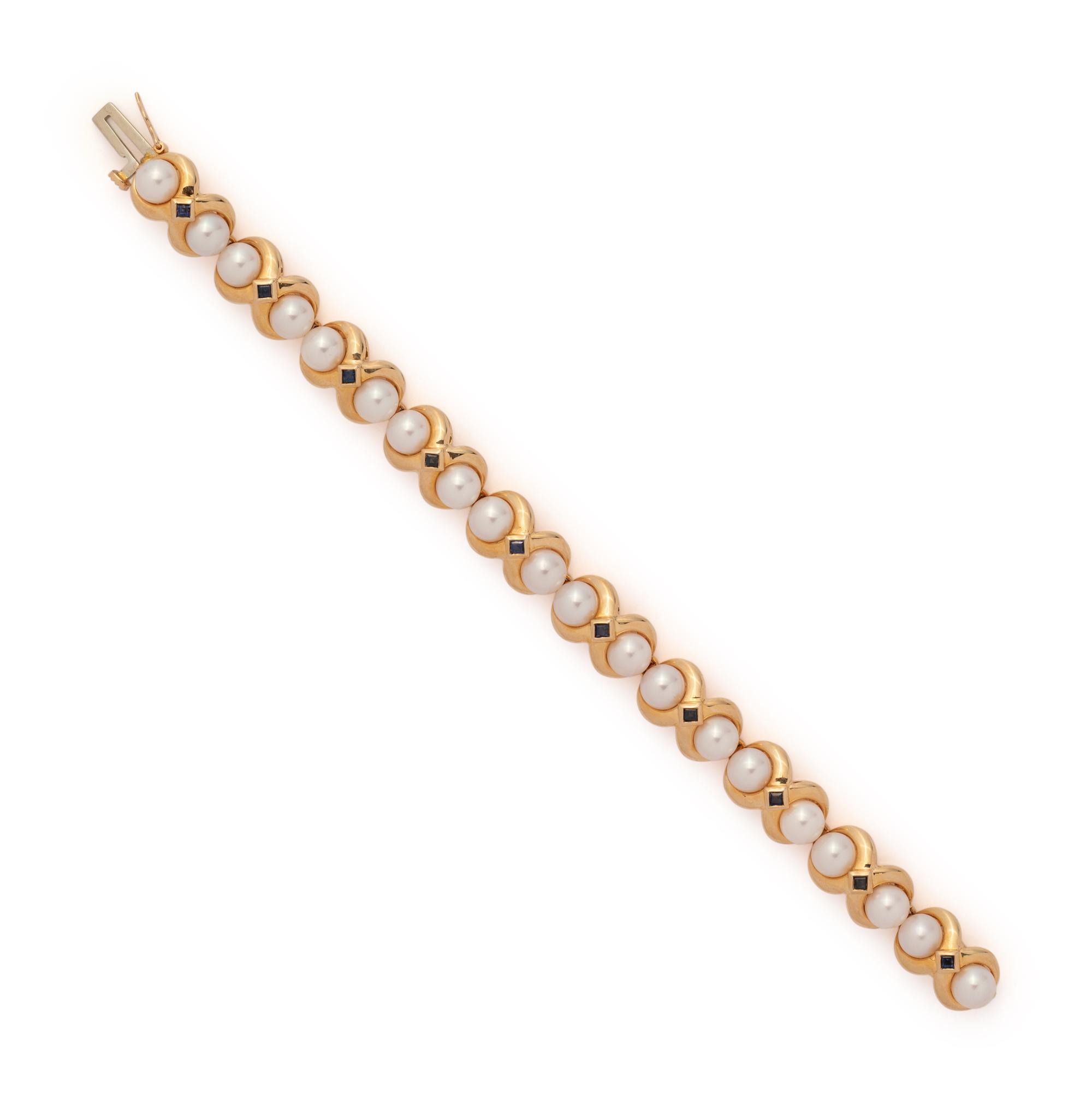 CULTURED PEARL AND SAPPHIRE BRACELET