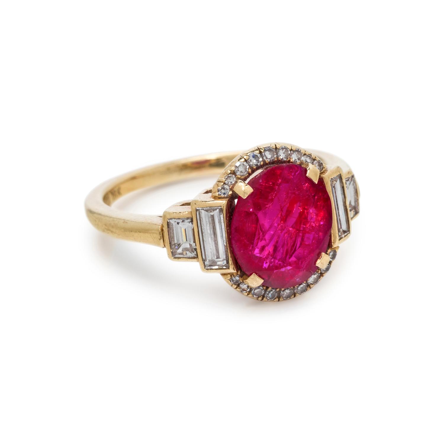BURMESE RUBY AND DIAMOND RING