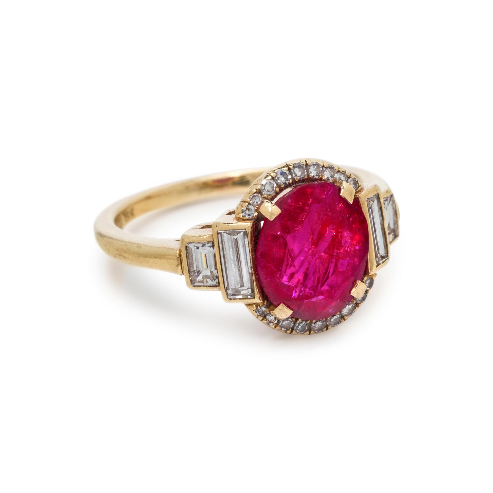 BURMESE RUBY AND DIAMOND RING