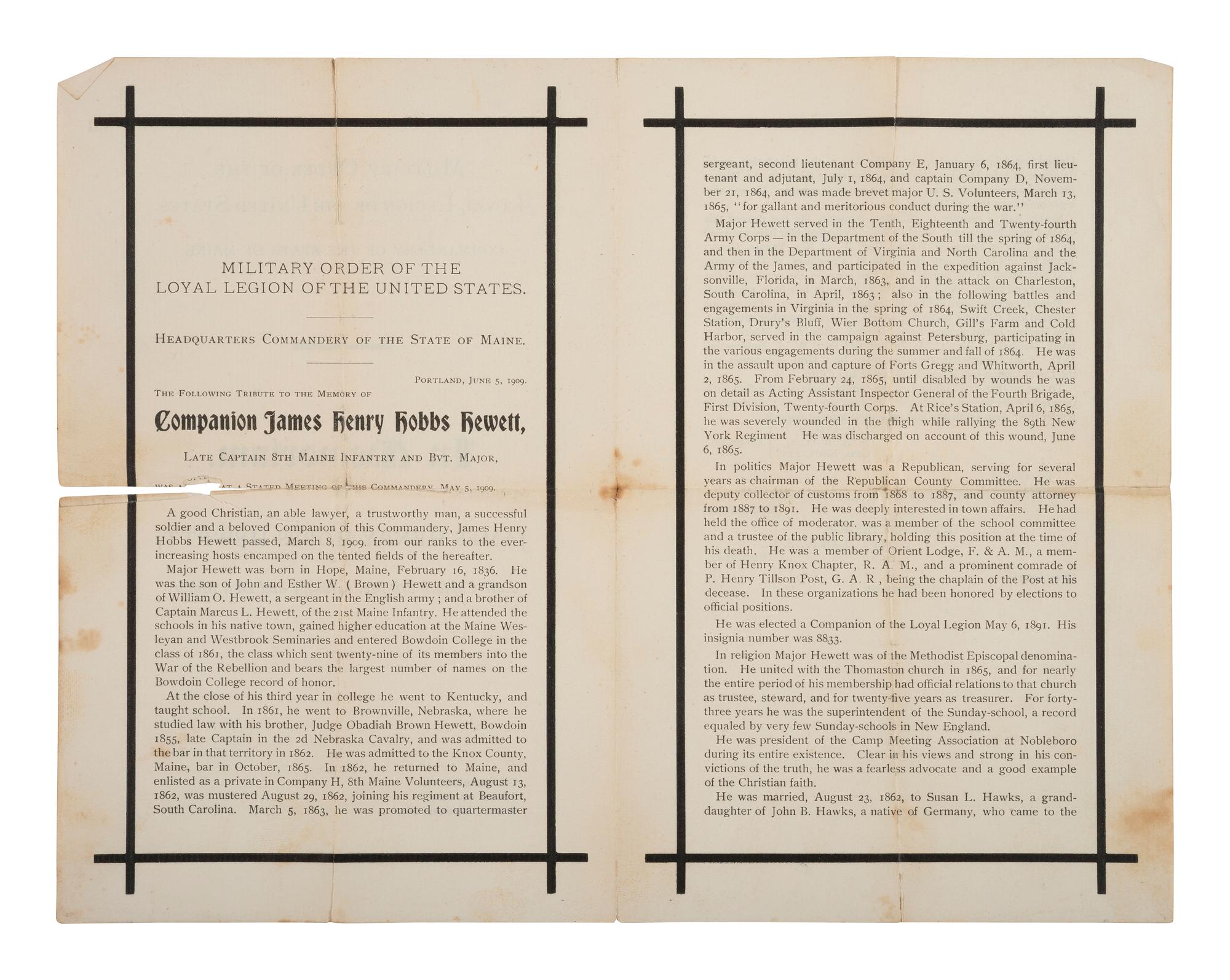 [CIVIL WAR]. Hewett brothers of Maine Civil War archive incl. CDVs and correspondence.