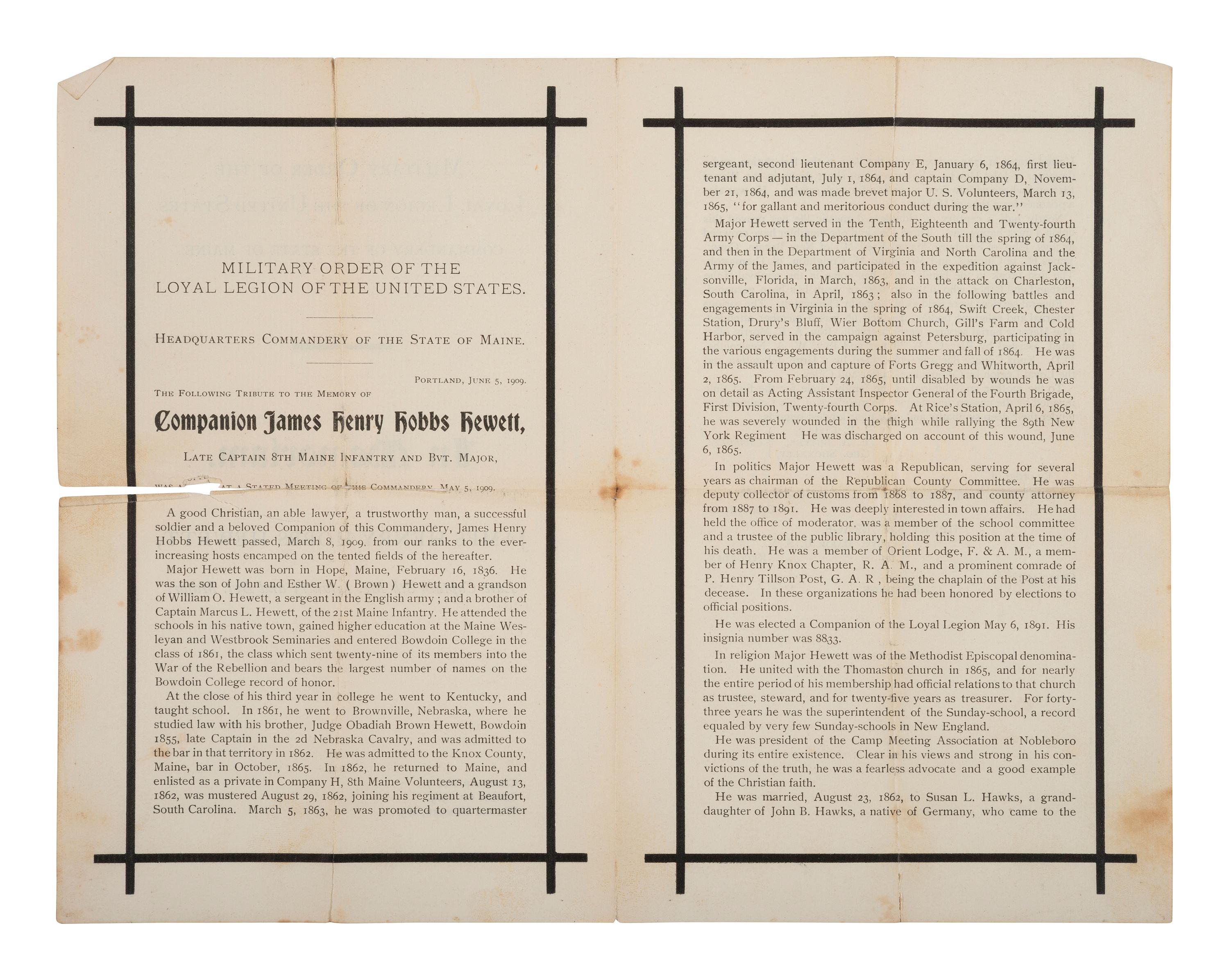 [CIVIL WAR]. Hewett brothers of Maine Civil War archive incl. CDVs and correspondence.