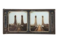 [EARLY PHOTOGRAPHY]. 2 views of Niagara Falls, NY, incl. glass stereoview by F. Langenheim, 1856.