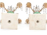 A Pair of French Gilt Bronze Mounted Marble and Cut Glass Four-Light Candelabra