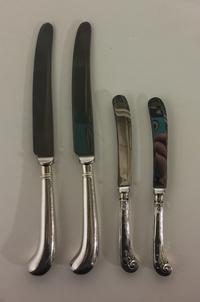 A Group of George V and Elizabeth II Silver Flatware, John Biggin, Sheffield, pistol-handled, comprising: 6 dinner knives, 1992 5 butte