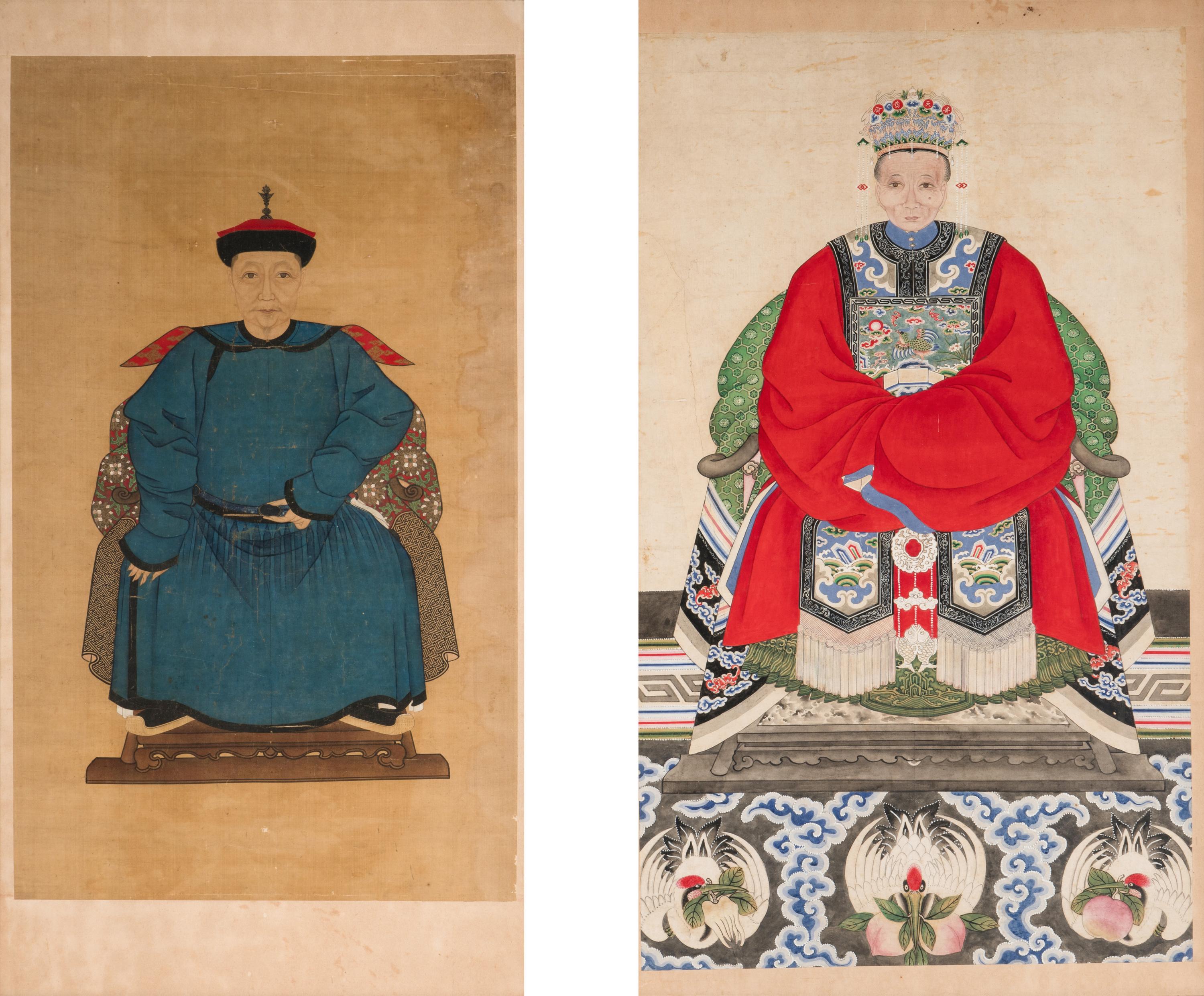 Two Chinese Paintings of Court Figures