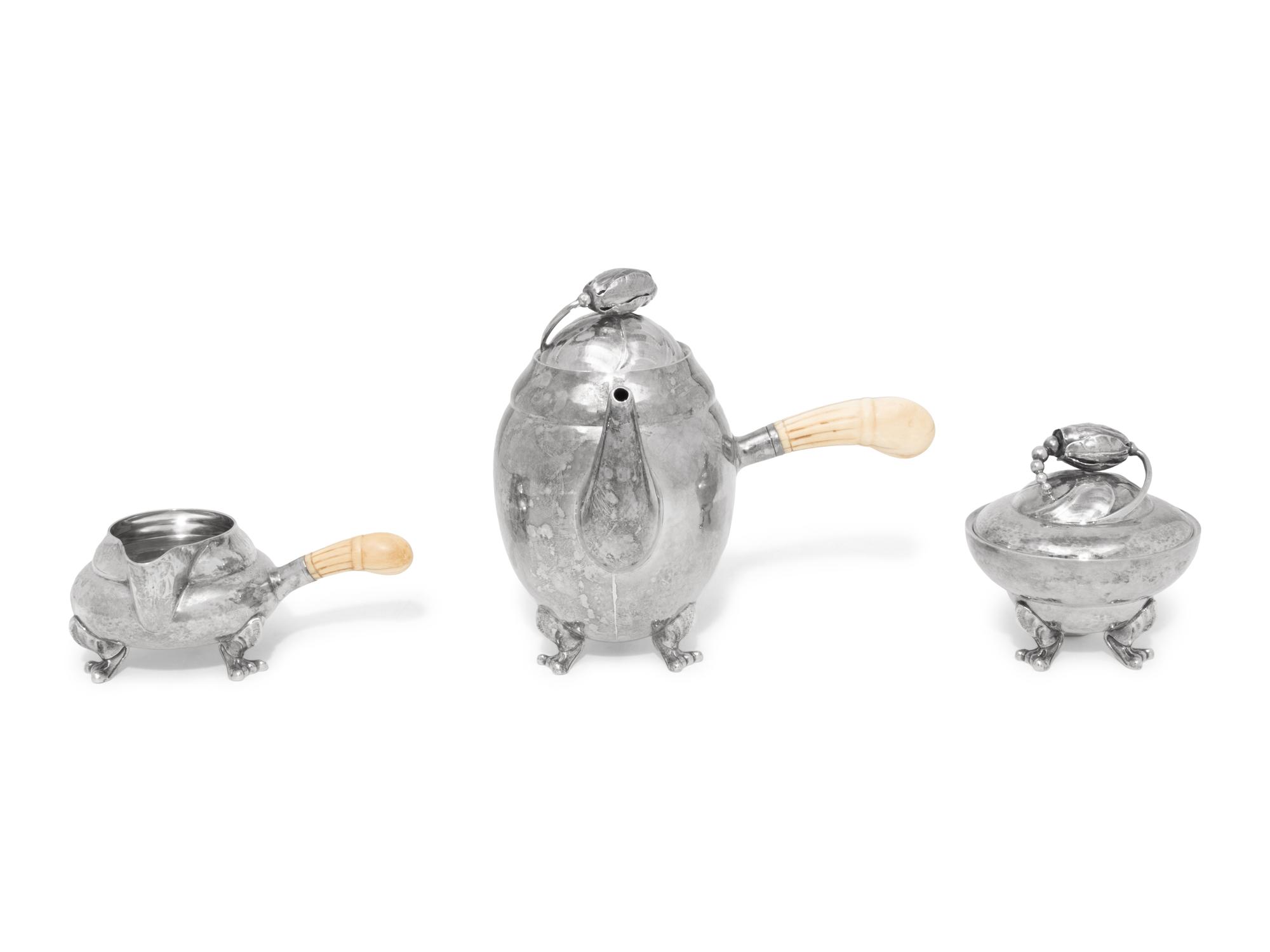 A Georg Jensen Blossom Three-Piece Coffee Service