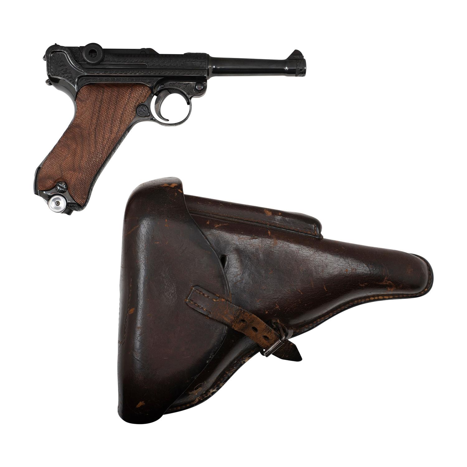 ** Engraved S/42 Code Mauser P.08 in Holster Issued by the American Historical Foundation