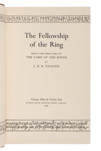 TOLKIEN, John Ronald Reuel (1892-1973). [The Lord of the Rings trilogy:] The Fellowship of the Ring . 1954. -- The Two Towers . 1954. -- The Return of the King . 1955. All London: Allen & Unwin Ltd.