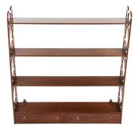 A George III Style Mahogany Hanging Etagere Height 33 x width 32 x depth 6 1/2 inches. — EARLY 20TH CENTURY