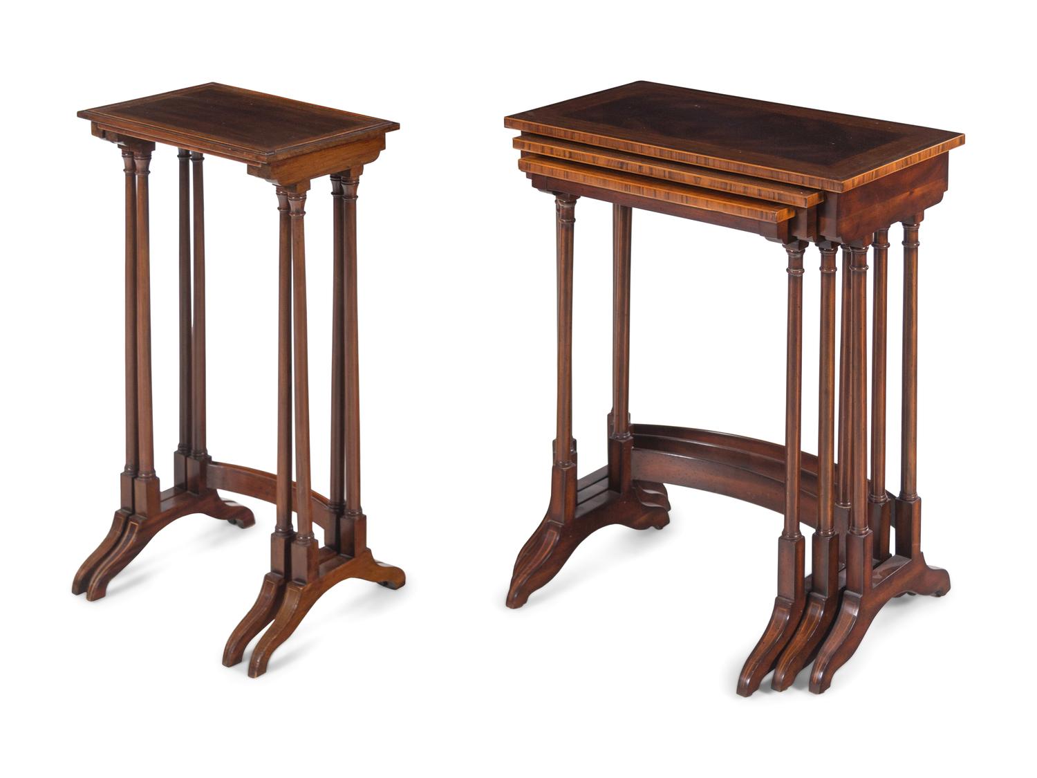 Two Sets of Regency Style Mahogany Nesting Tables