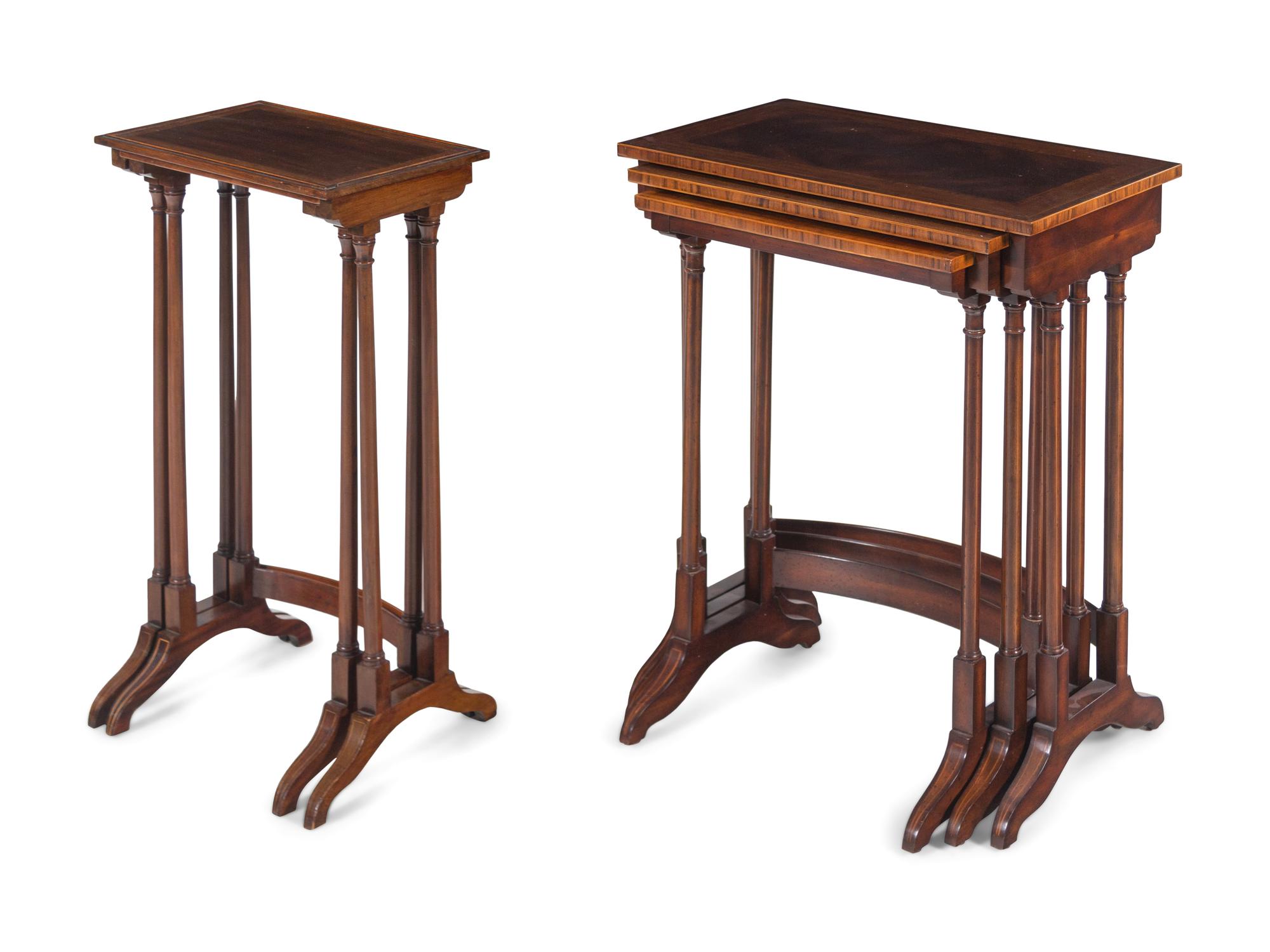 Two Sets of Regency Style Mahogany Nesting Tables