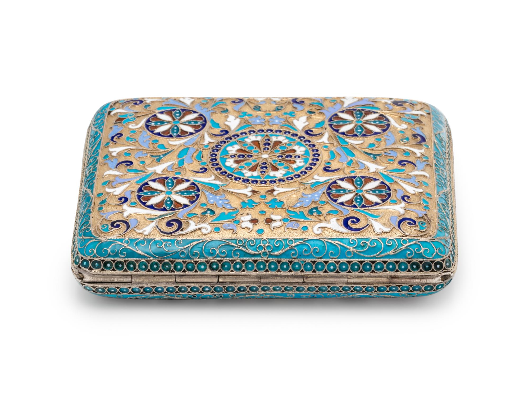 A Russian Silver-Gilt and Enamel Cigarette Case