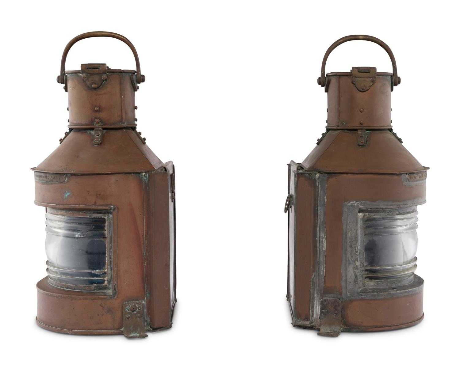 A Pair of Copper Railroad Lanterns