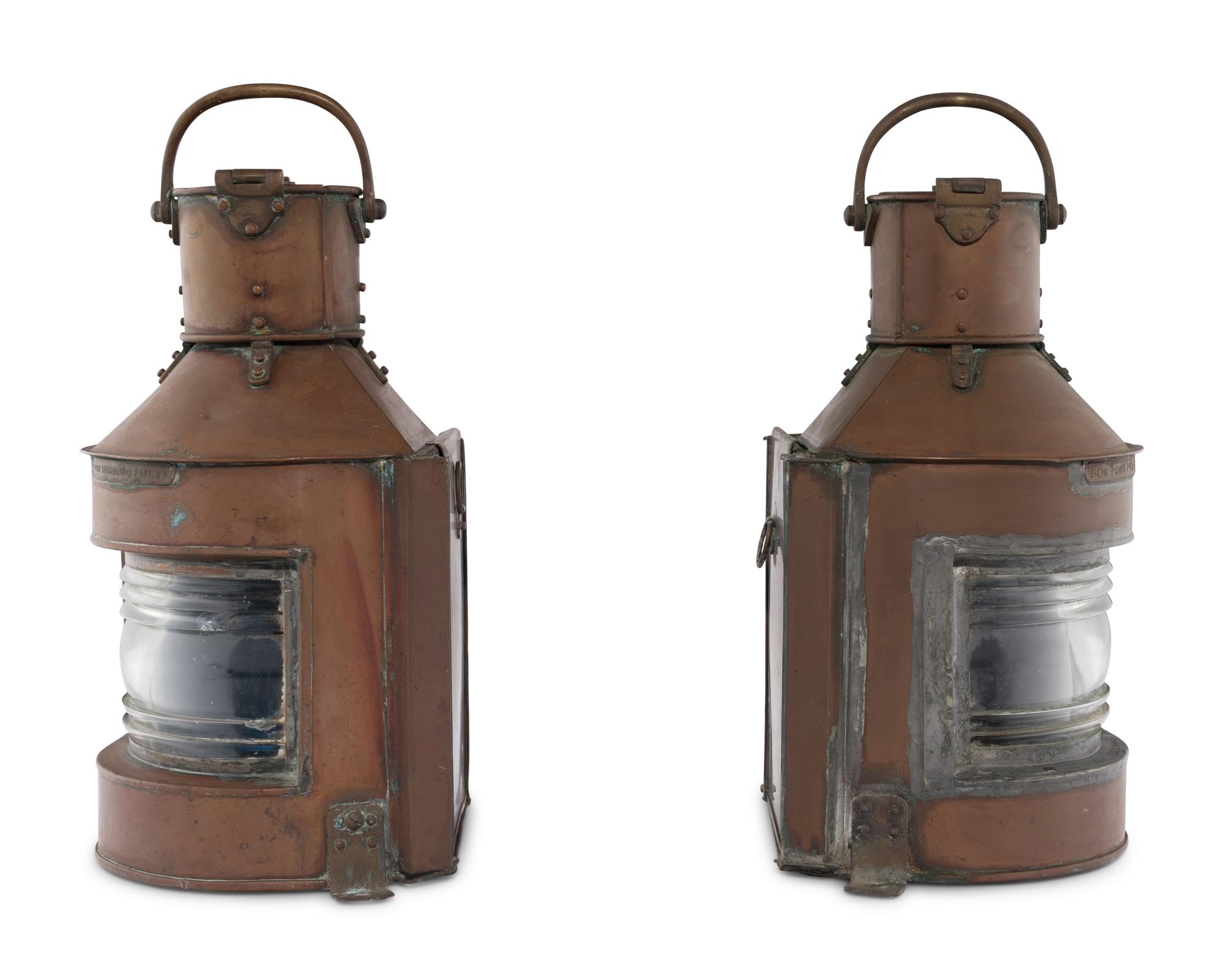 A Pair of Copper Railroad Lanterns