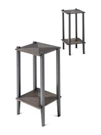 A Pair of Tuell and Reynolds Bronze and Steel Hakone Side Tables