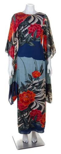 A Hanae Mori Multicolor Cotton Caftan, No size.