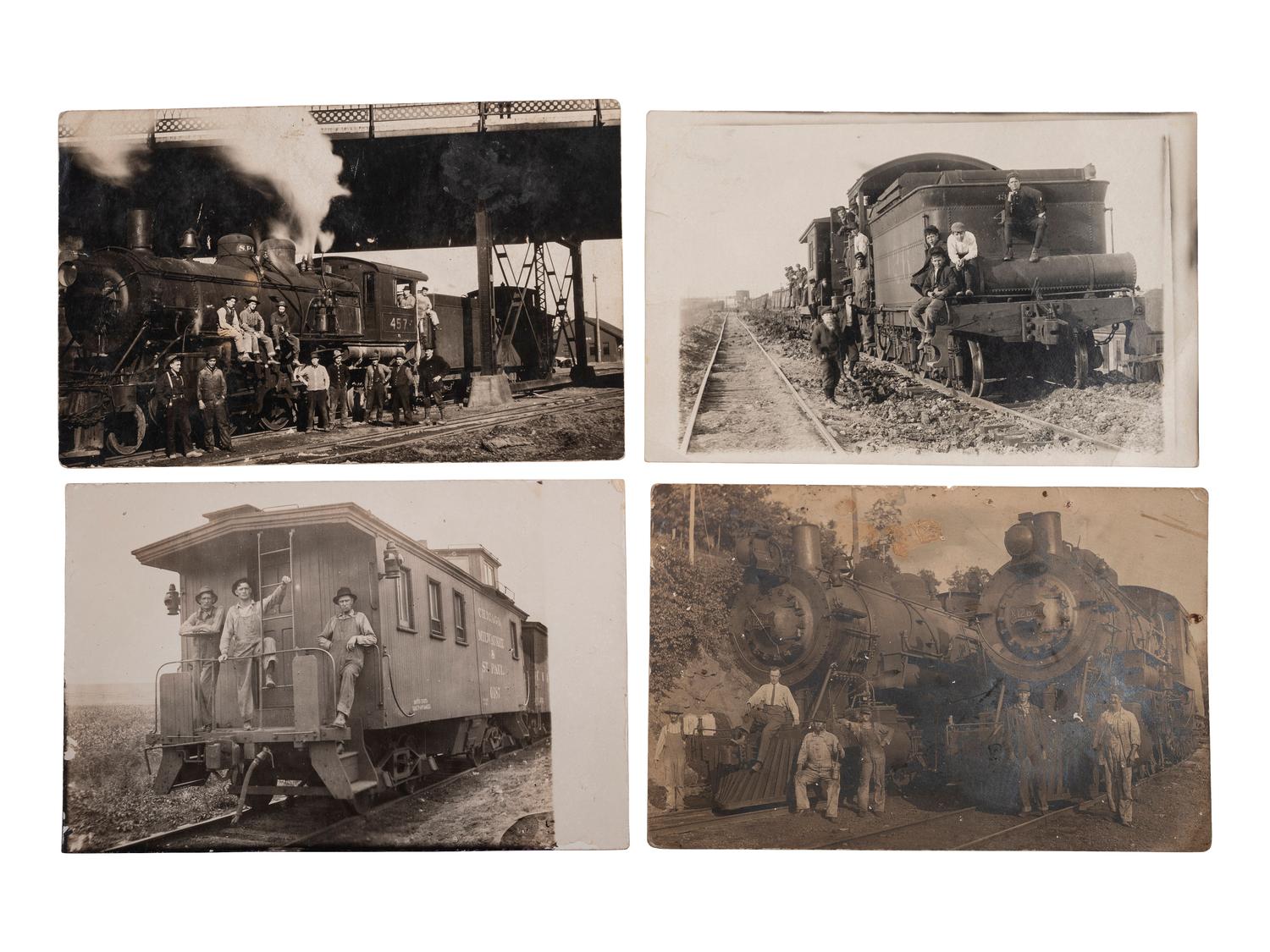 [POSTCARDS]. A group of 105 RPPC of occupational subjects incl. railroad workers and photographers.