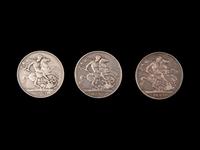 [GREAT BRITAIN] Three Queen Victoria Crowns (1891, 1893, 1895) ; Three Coins Total
