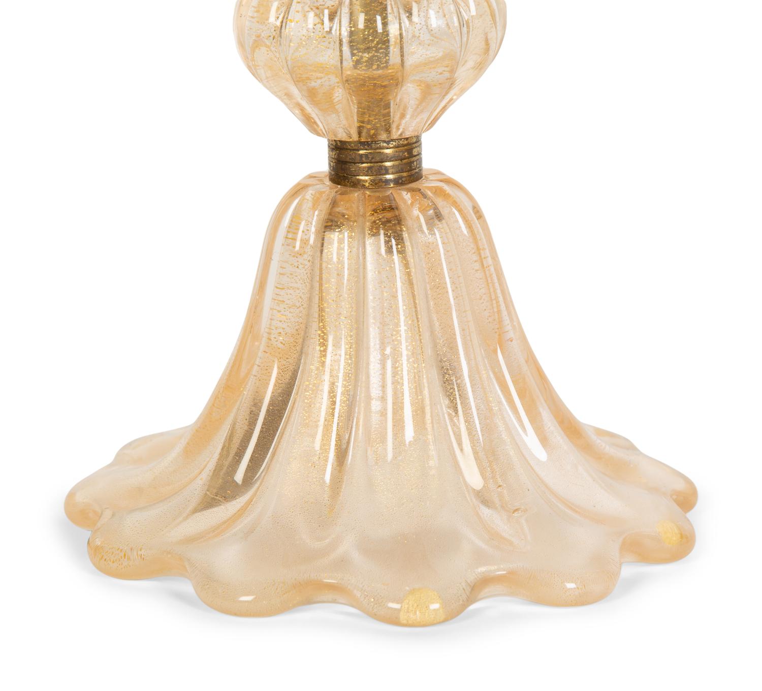 Pair of Murano Avventurina Pink Glass Table Lamps — 20th Century