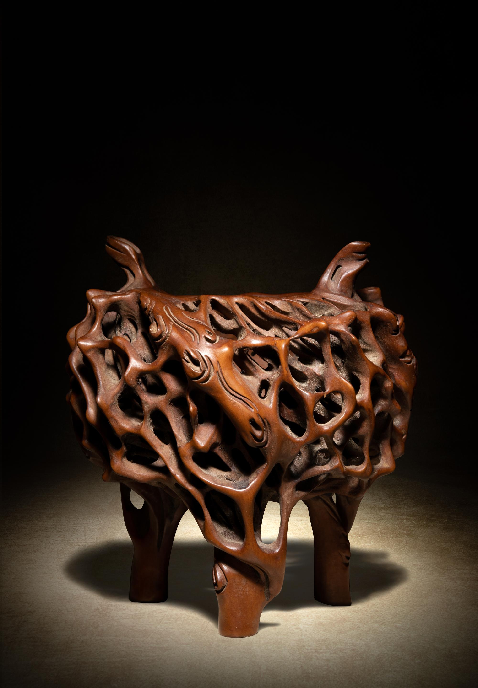 A Boxwood Root Form Incense Burner