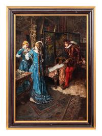 Courtier Watching Woman at Mirror