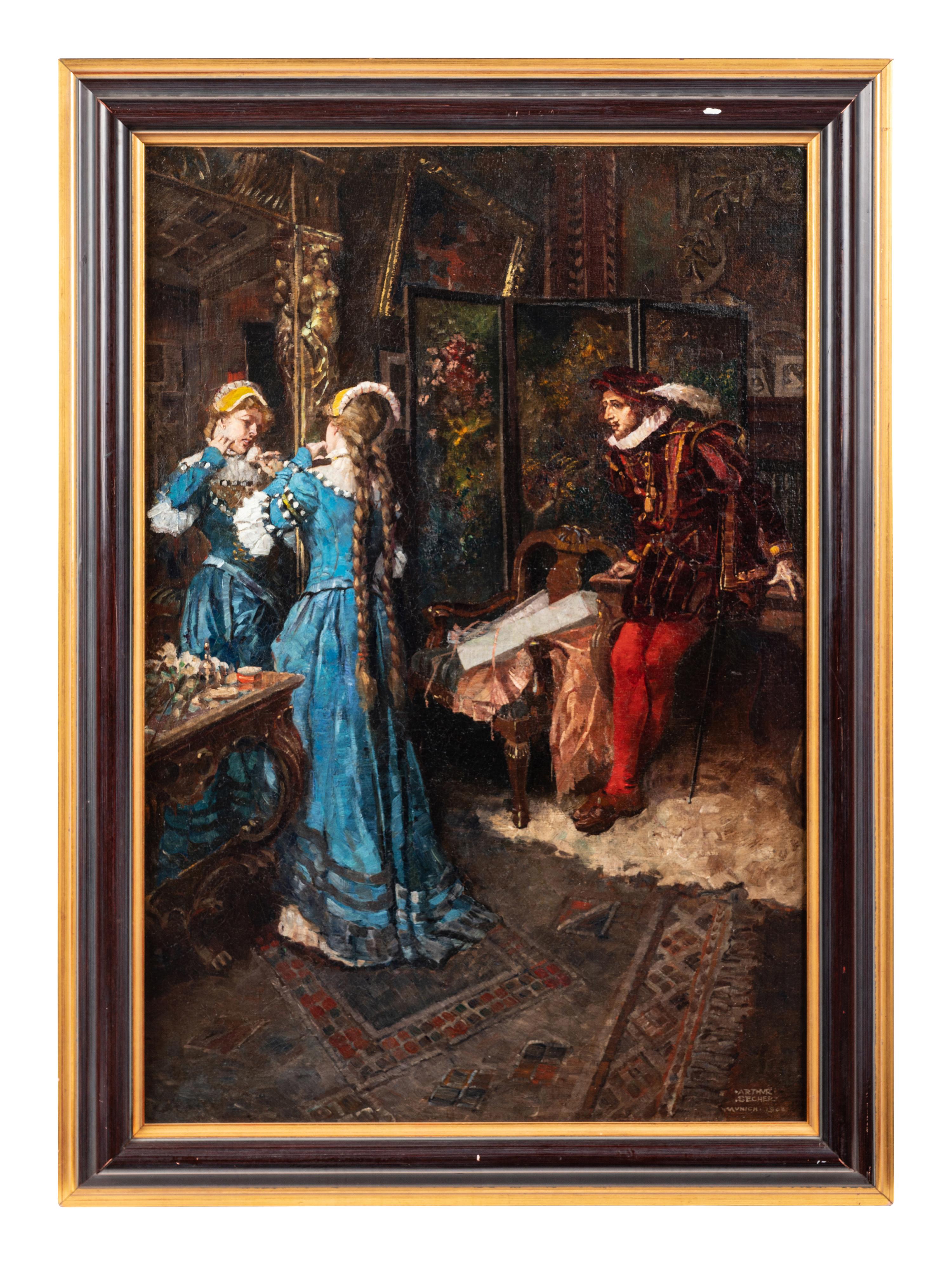 Courtier Watching Woman at Mirror