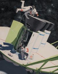 HUNTER, Mel (1927-2004). Pair of illustrations, "In-Flight Repair". 1961.