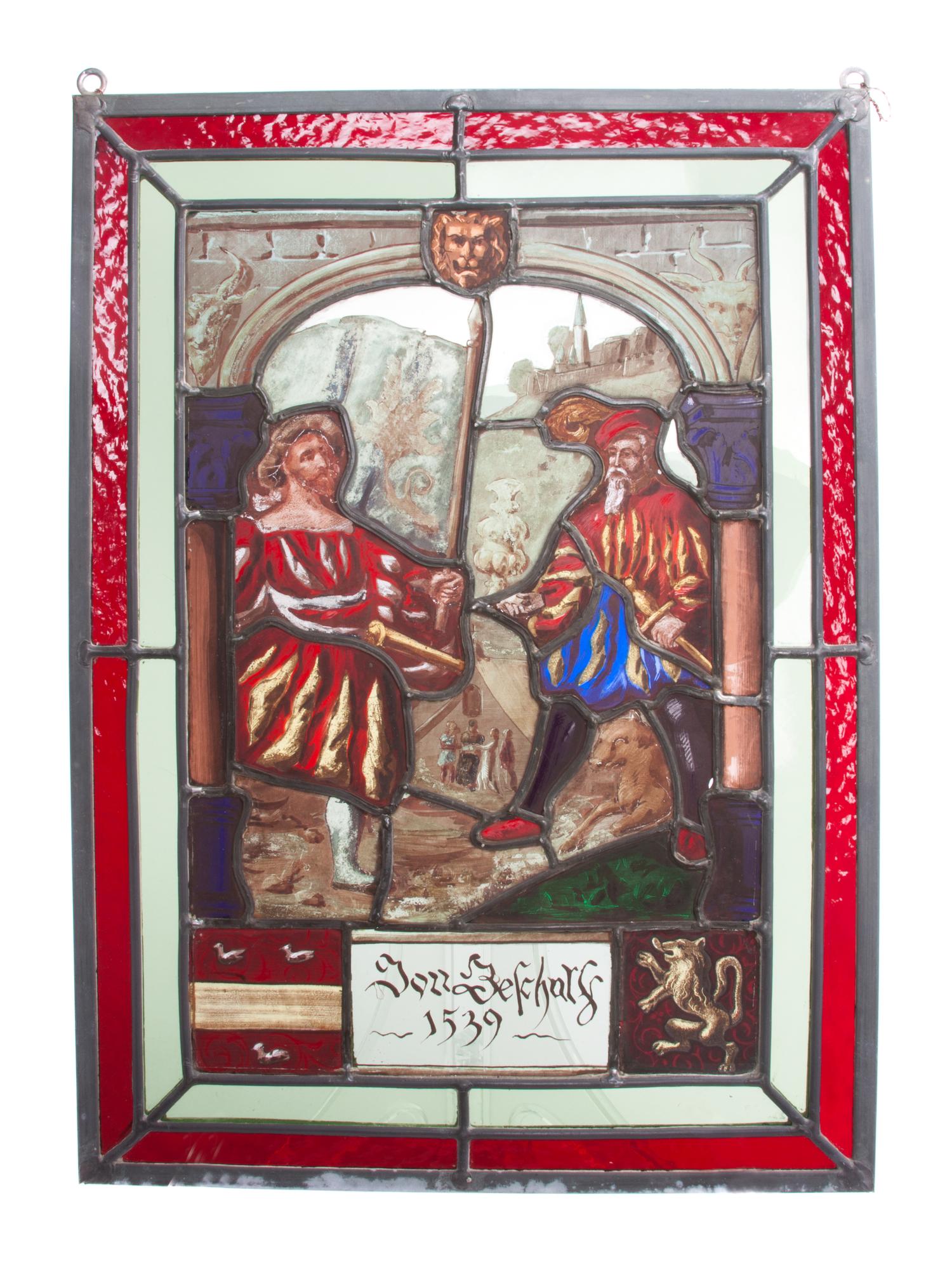 A Collection of Ten Leaded and Stained Glass Windows Largest: 17 x 13 inches.