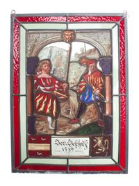 A Collection of Ten Leaded and Stained Glass Windows Largest: 17 x 13 inches.