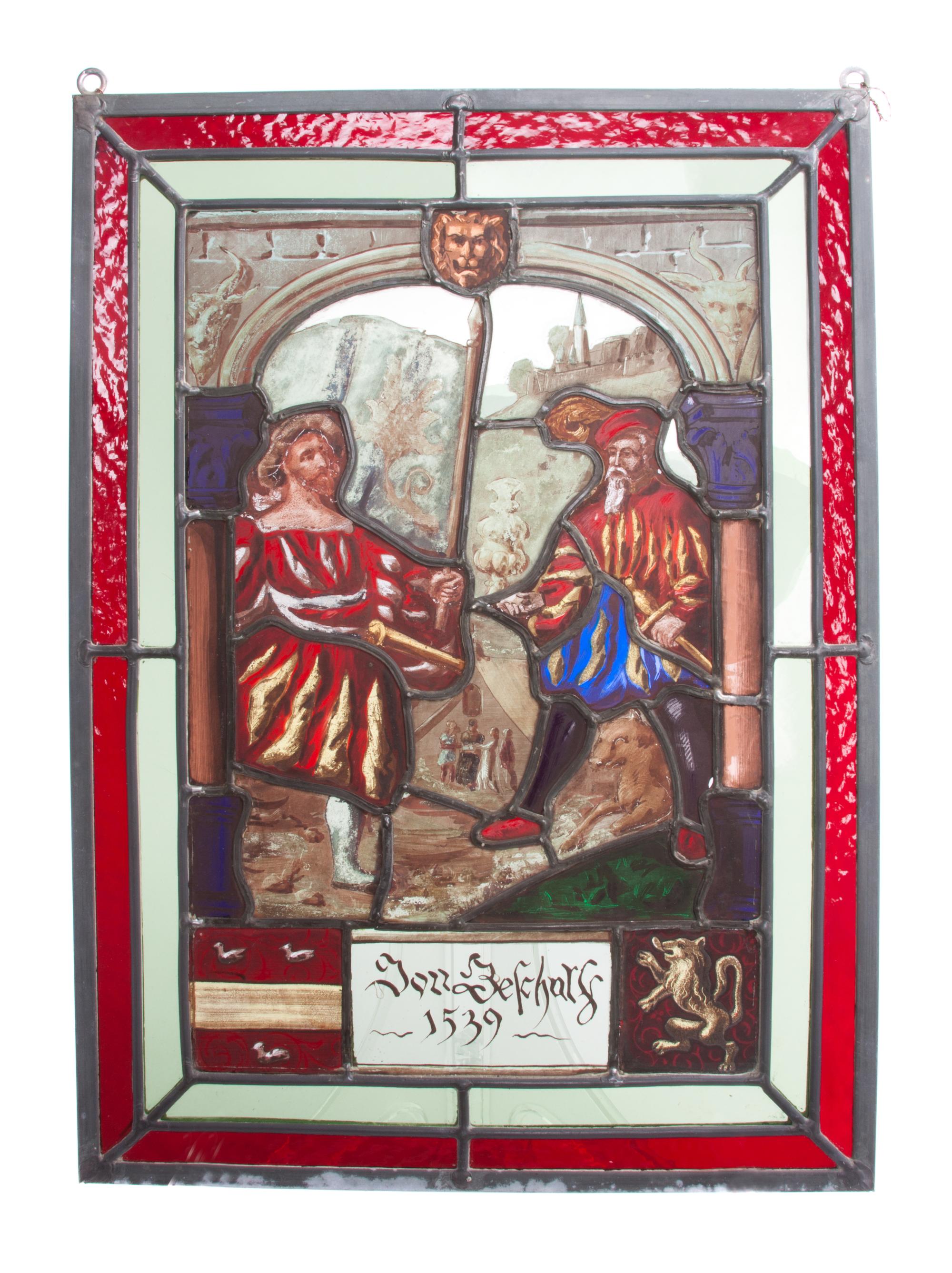 A Collection of Ten Leaded and Stained Glass Windows Largest: 17 x 13 inches.