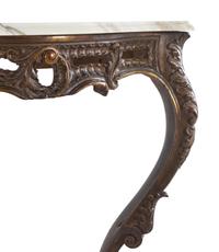 A Louis XV Style Carved Walnut Marble-Top Console Table