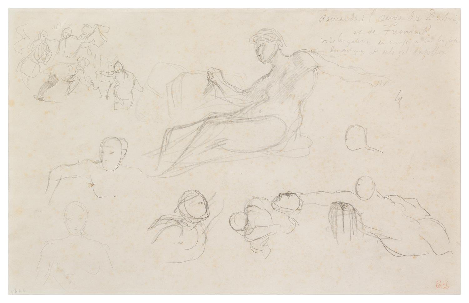Eugène Delacroix, (French, 1798–1863), Studies for the Galerie d'Apollon after Dubois and Fréminet, c. 1850