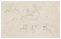Eugène Delacroix, (French, 1798–1863), Studies for the Galerie d'Apollon after Dubois and Fréminet, c. 1850