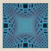 Victor Vasarely (French/Hungarian, 1906-1997) — Enigma, Four Blue Spheres, 1983