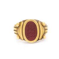 KIESELSTEIN-CORD, YELLOW GOLD AND CARNELIAN INTAGLIO RING