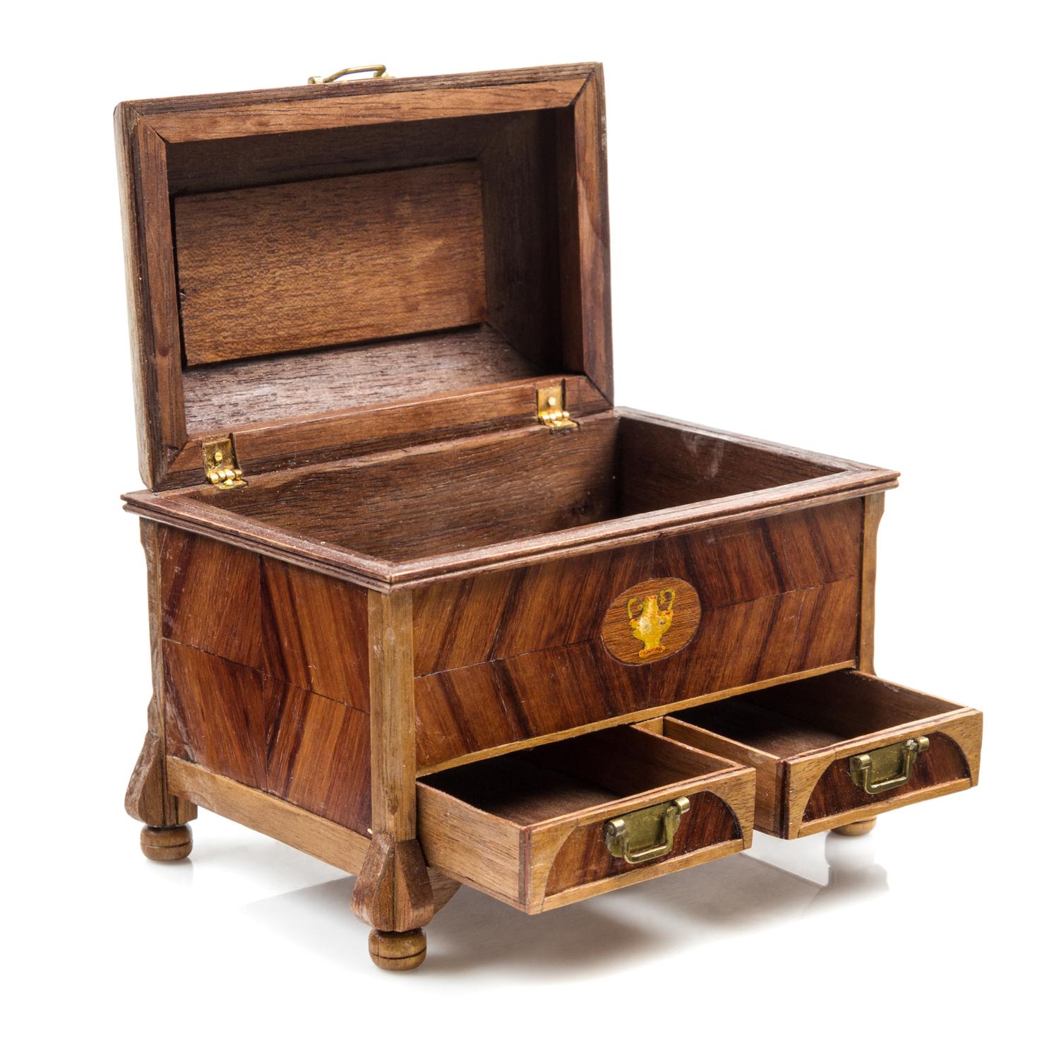 An Art Nouveau Style Chest Height 3 x width 3 7/8 x depth 2 1/2 inches.