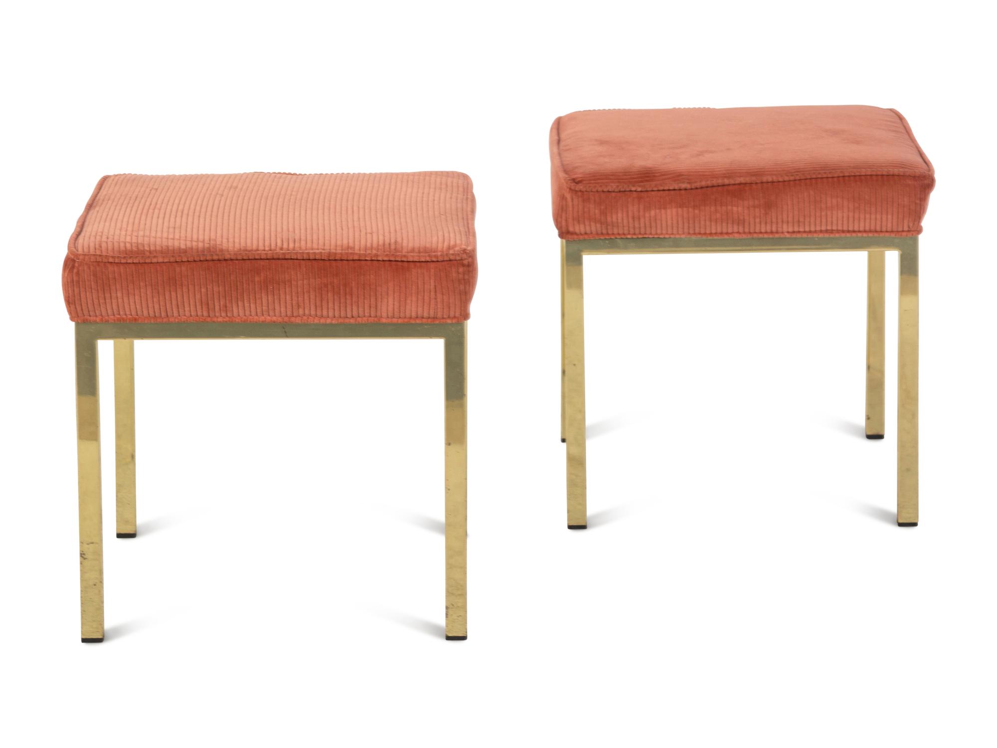 A Pair of Brass Stools Attributed to Milo Baughman