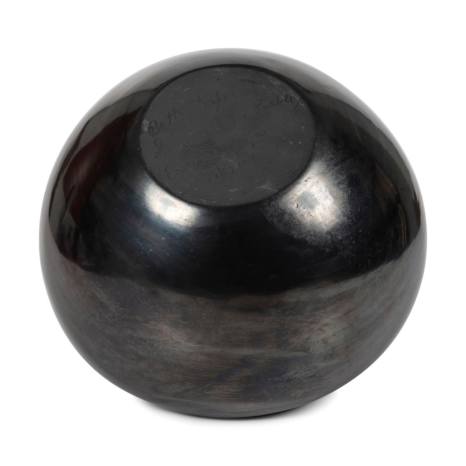 Carved Blackware Jar, with Greek Key Motif