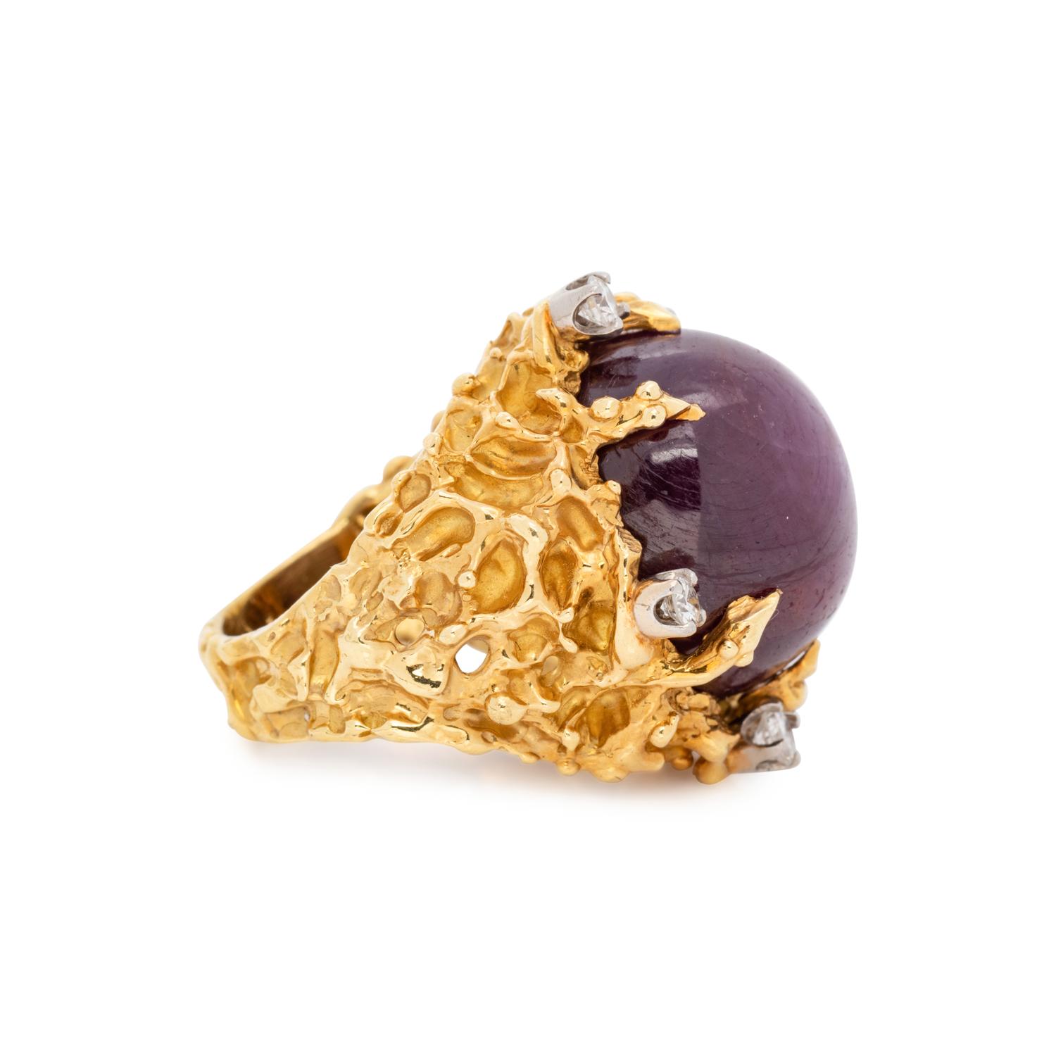 BARBARA ANTON, BRUTALIST, STAR RUBY AND DIAMOND RING