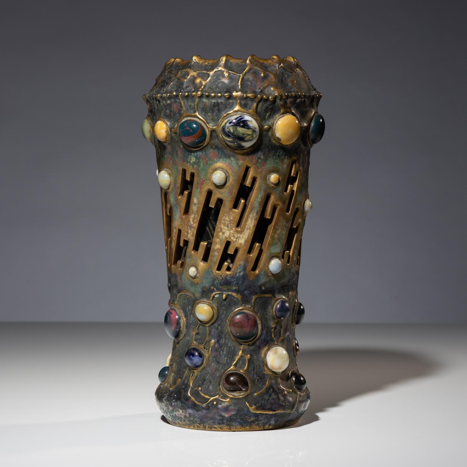 Amphora Gres Bijou Lightning Bolt vase Austria, c. 1902
