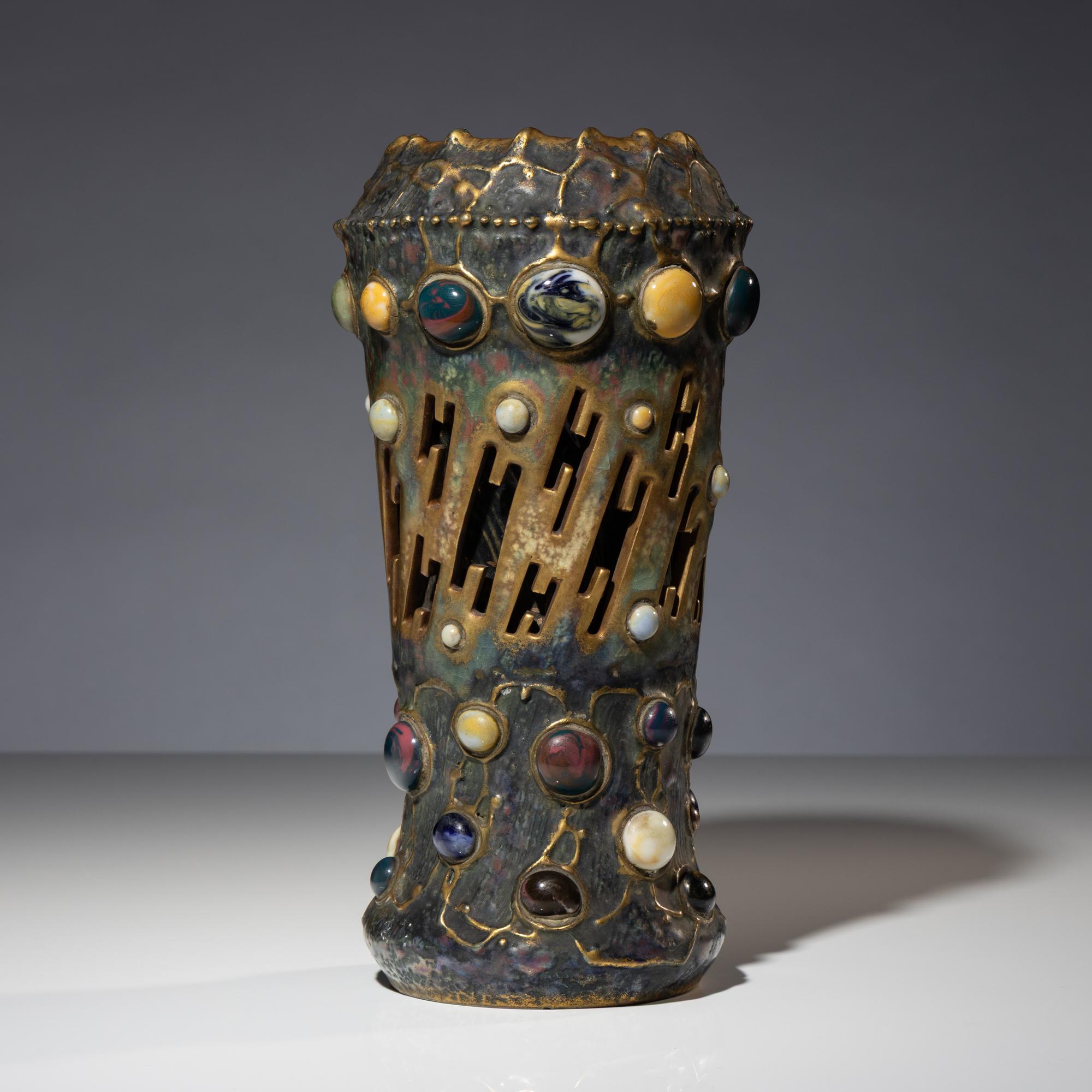 Amphora Gres Bijou Lightning Bolt vase Austria, c. 1902