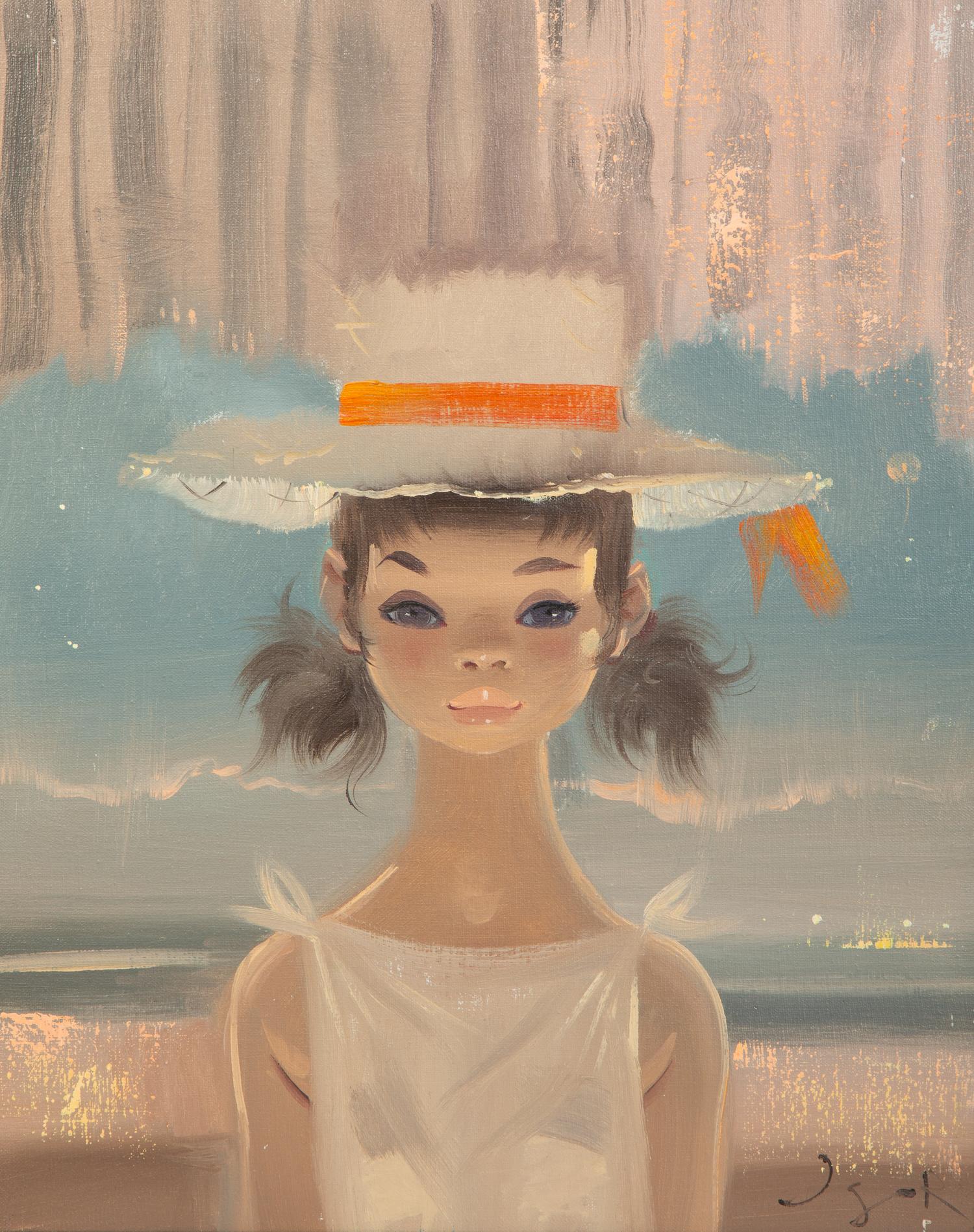 Girl in Hat with Pigtails