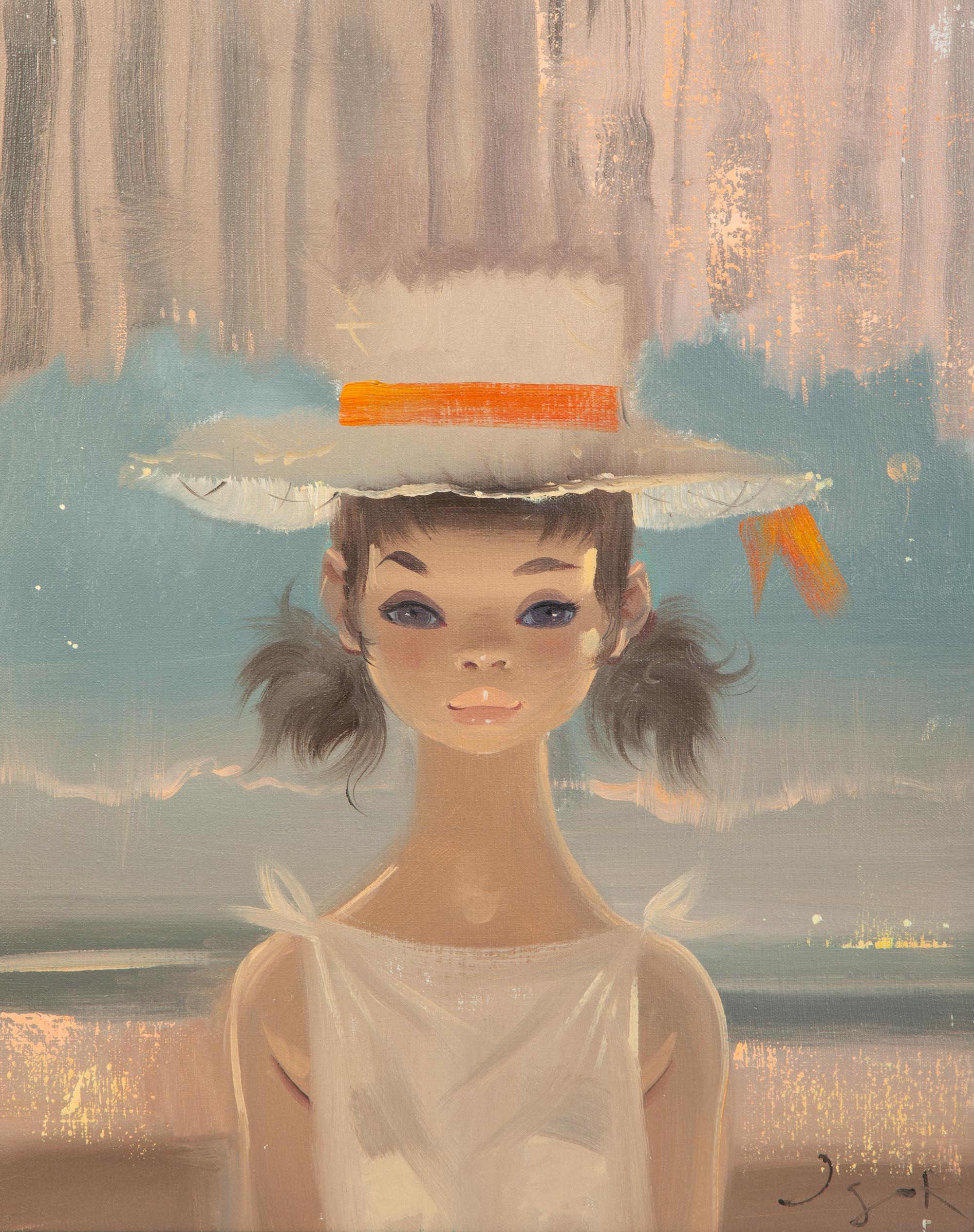 Girl in Hat with Pigtails